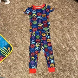 Marvel Boys Navy Blue Short Sleeve Pajama Set with Red Trim